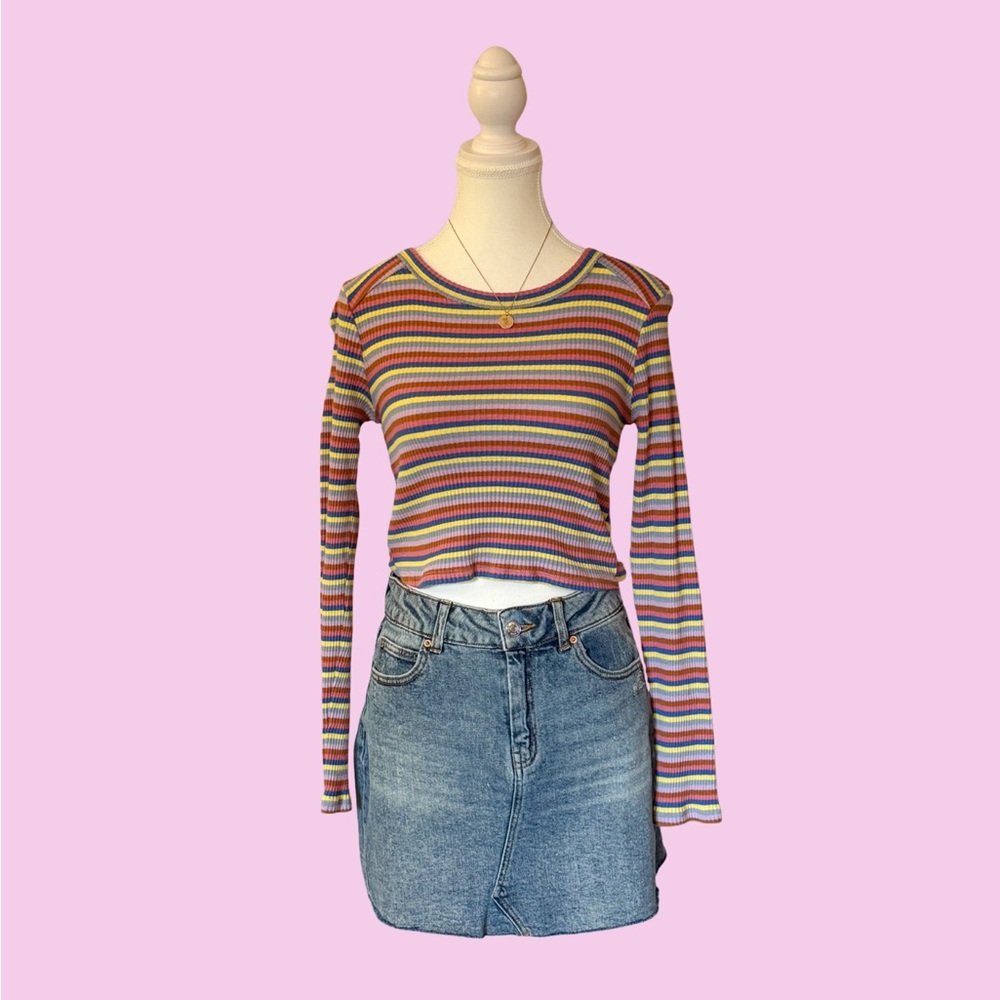 Striped Long Sleeve Crop Top